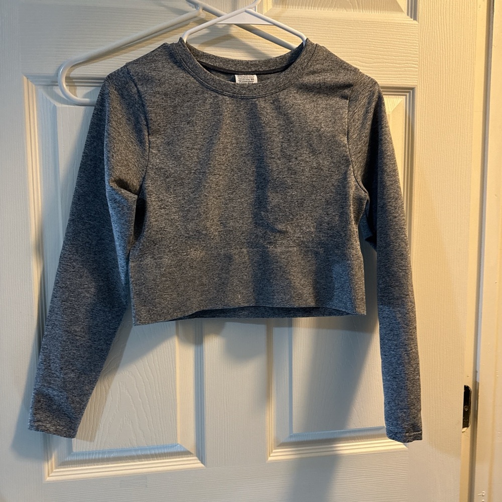 PINK Victoria's Secret Gray Long Sleeve Workout Top